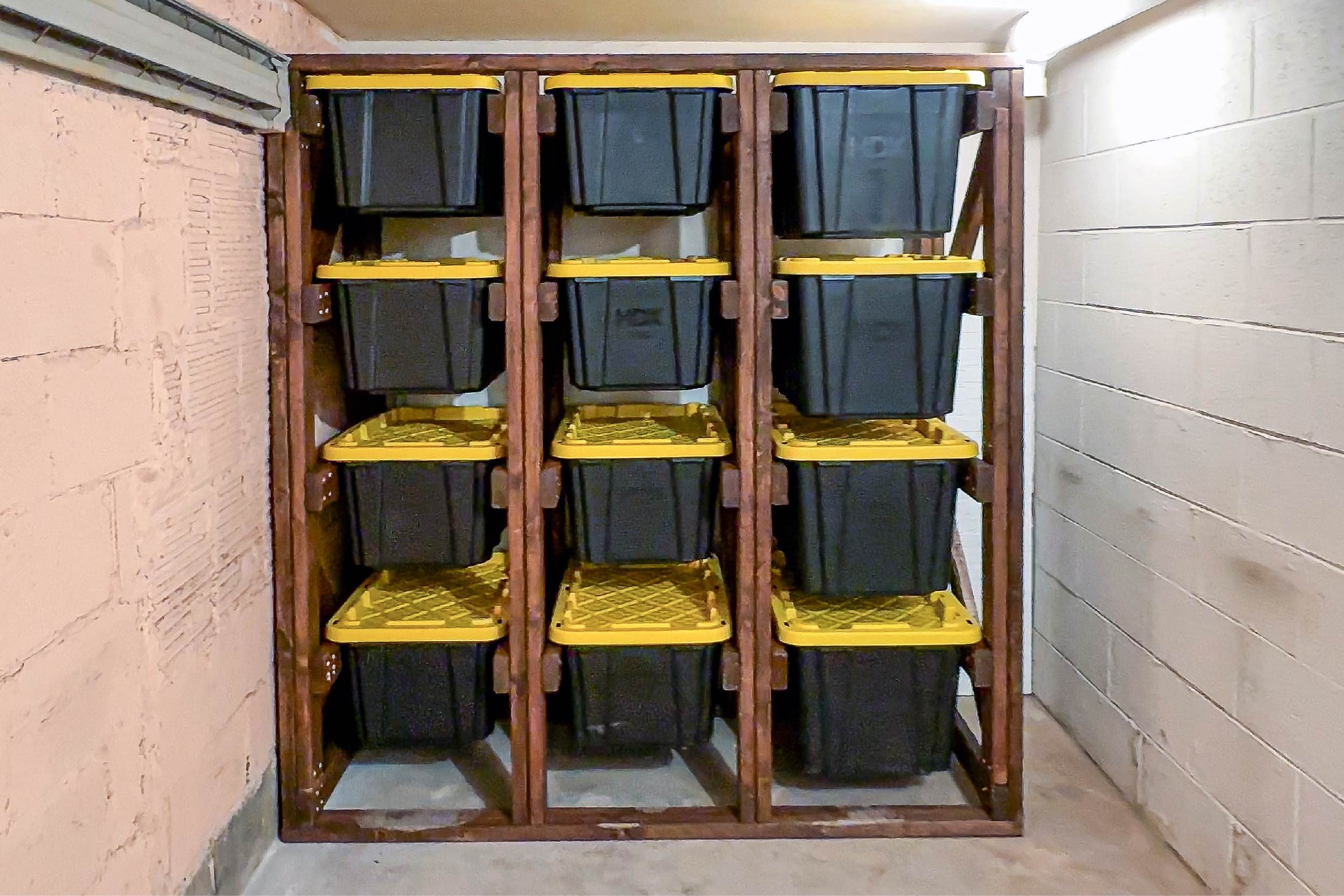 Clear the chaos with this easy DIY tote storage rack