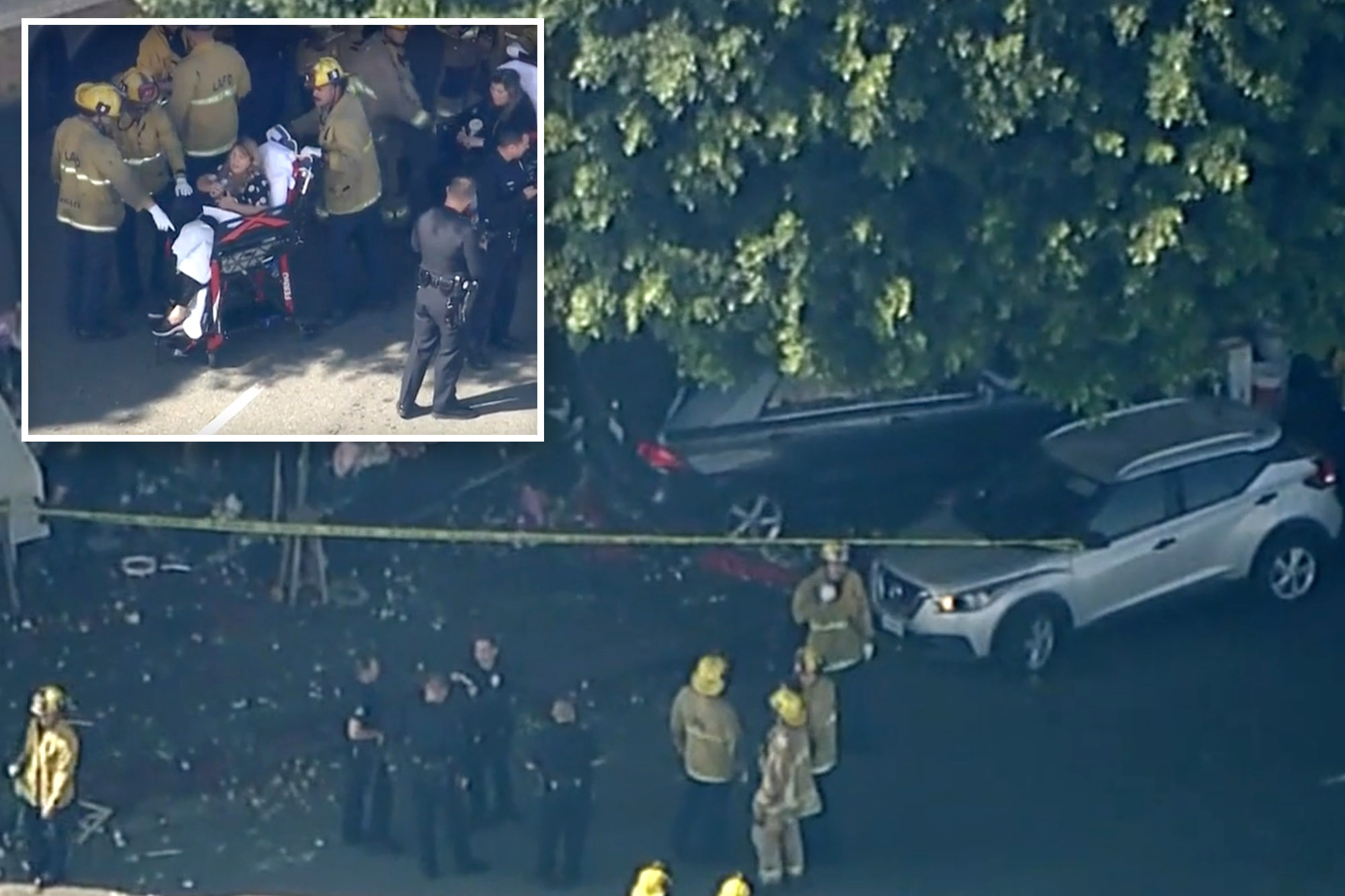 At least 4 injured after car plows into crowd on sidewalk in DTLA