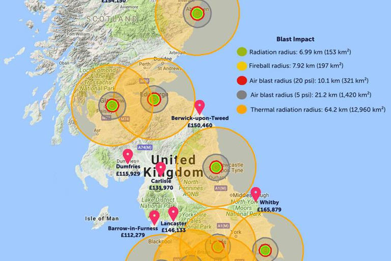 'Putin starts WW3' as Britain's 19 safest areas in nuclear war shown on map