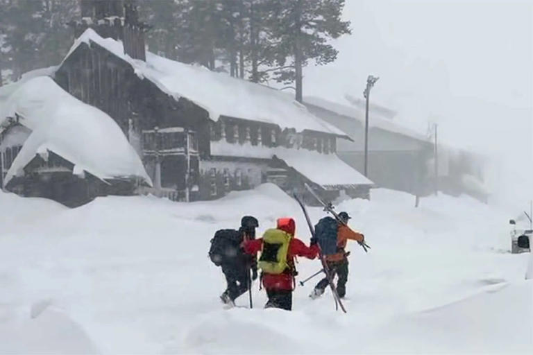 Rescuers during the search for victims of the fatal Tahoe avalanche on Feb. 17 Nevada County Sheriff's Office/Facebook