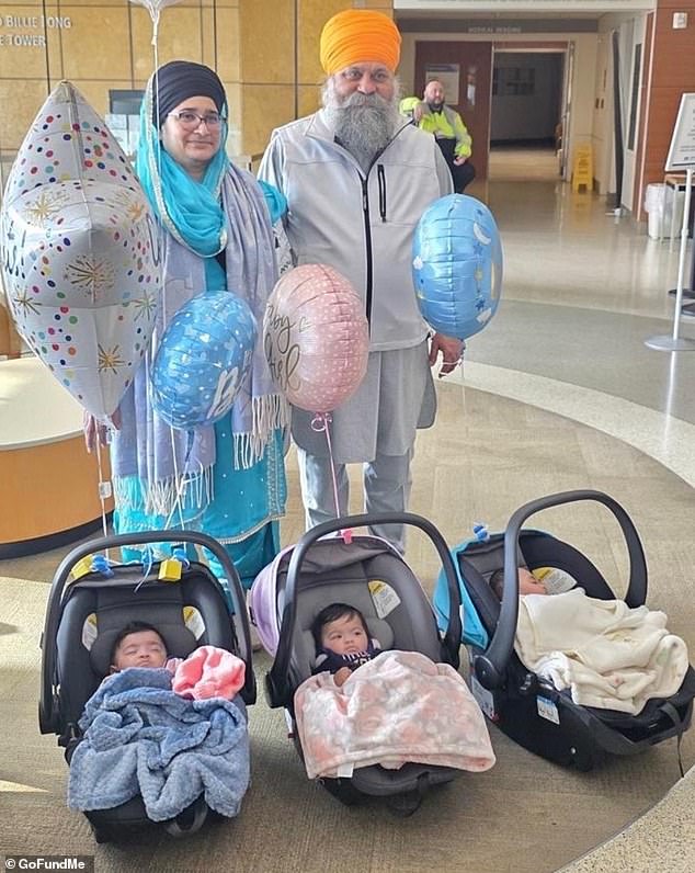 Singh had just welcomed beautiful triplets into the world with his wife (pictured) 