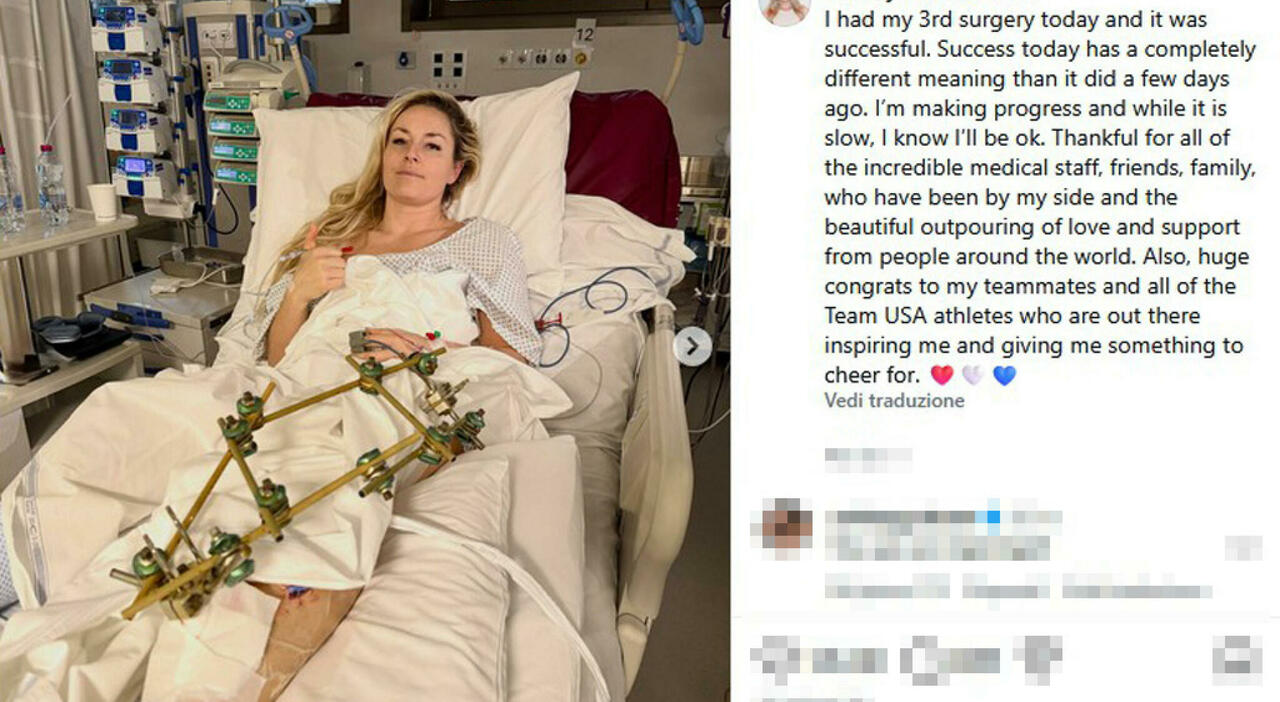 Lindsey Vonn mostra la gamba con le fratture dopo il terzo intervento ...