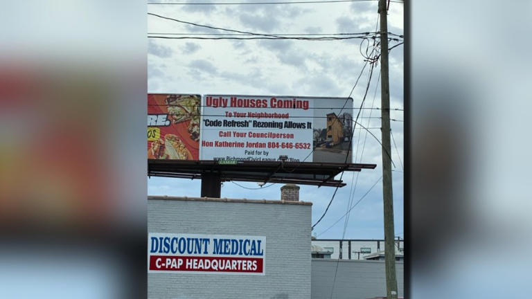'Ugly houses coming': Local Richmond group puts up billboard expressing ...