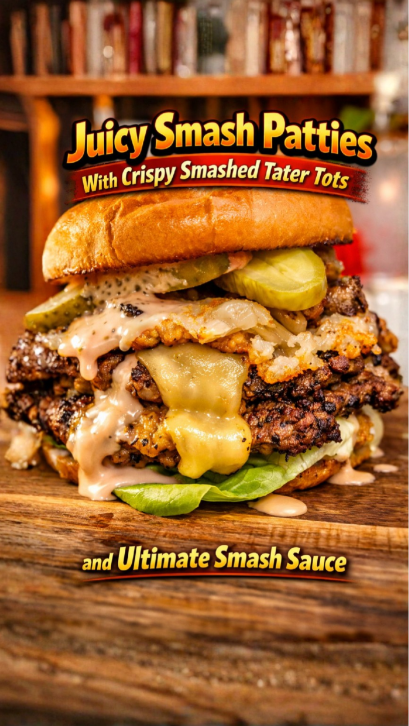 Juicy smash patties with crispy smashed tater tots and ultimate smash sauce
