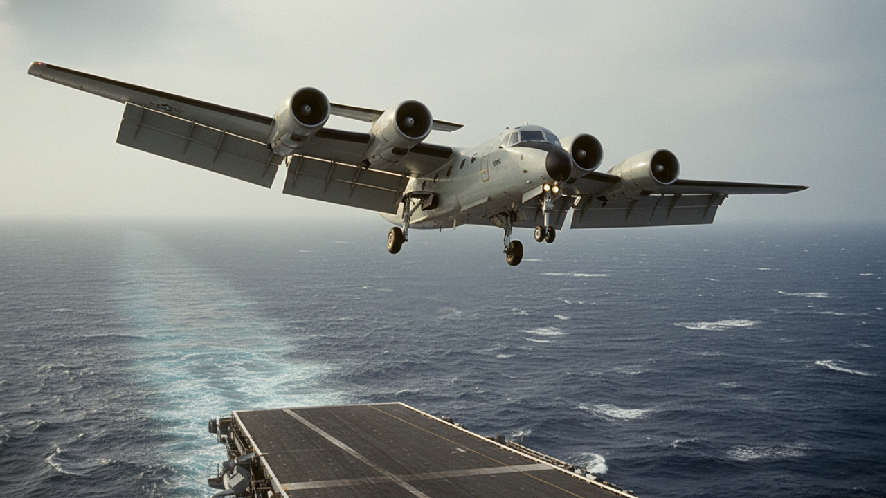 The super quiet 4-engine plane that landed on a carrier without ...