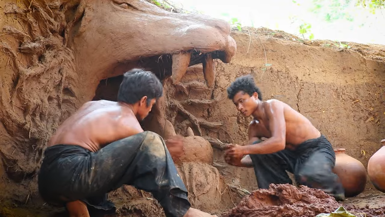 Living like a wild man for months, digging wells and homes by hand