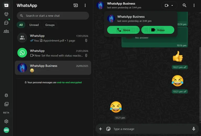 WhatsApp finalmente lança chamadas de voz e vídeo na versão web