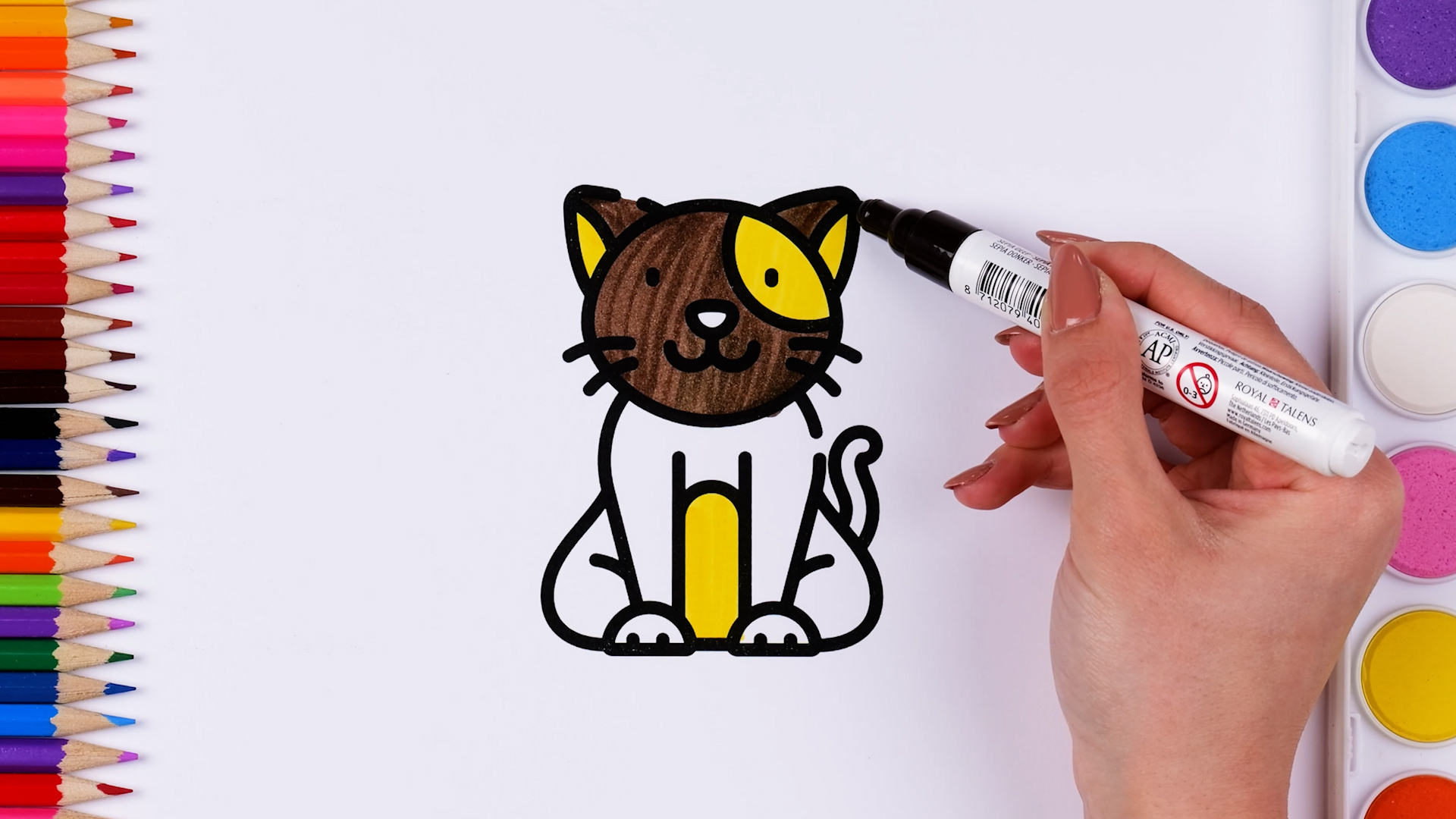 Colorful cat drawing | Learn colors with us