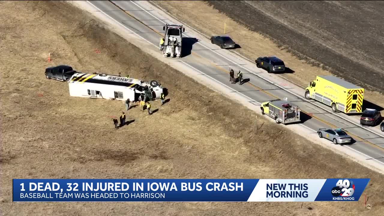 One dead, dozens injured in crash involving Iowa bus headed to Harrison ...