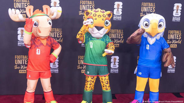Mascotas de los países sedes de la Copa del Mundo 2026: Canadá, México y estados Unidos.