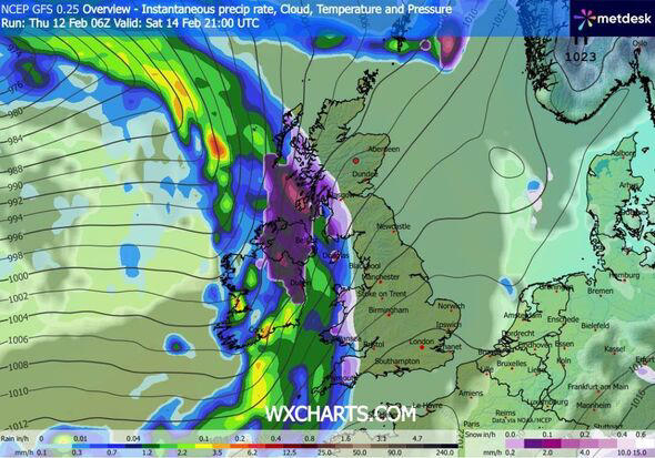 Snow forecast maps show 95% of the UK blanketed in Valentine's Day blizzard
