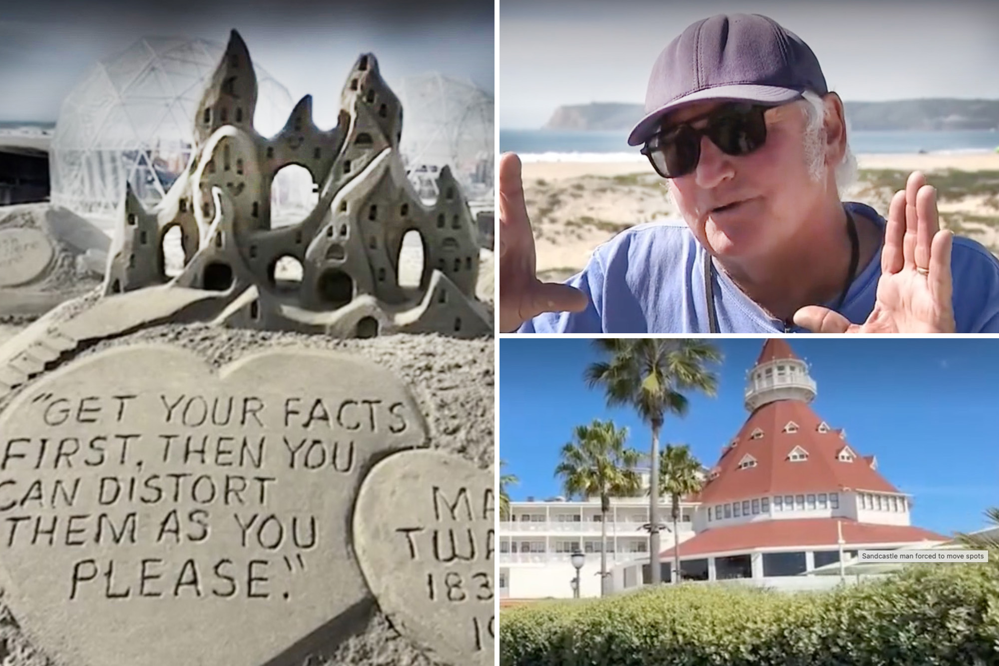 Beloved sandcastle sculptor banned by San Diego luxury hotel over ...