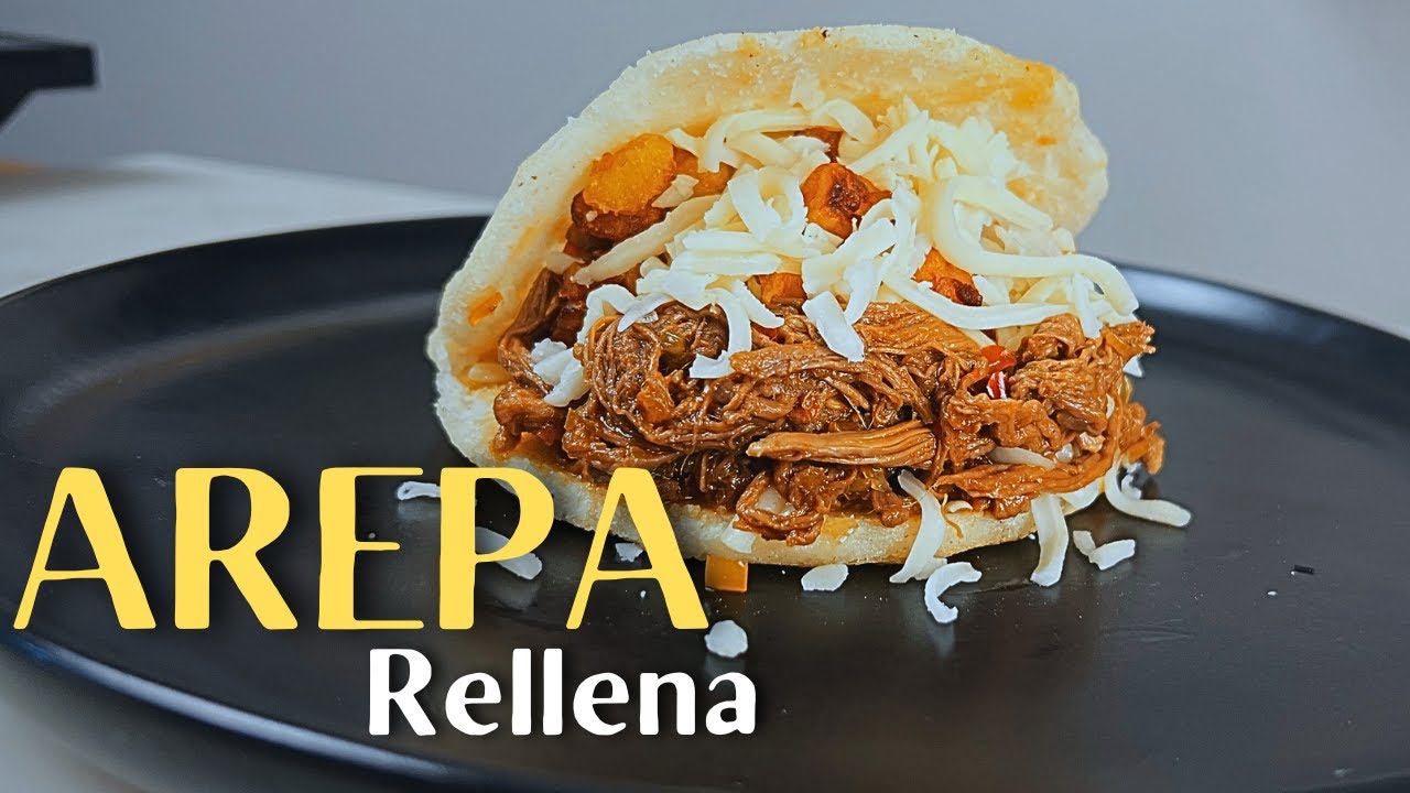 Arepa rellena con carne desmechada y queso: receta casera fácil