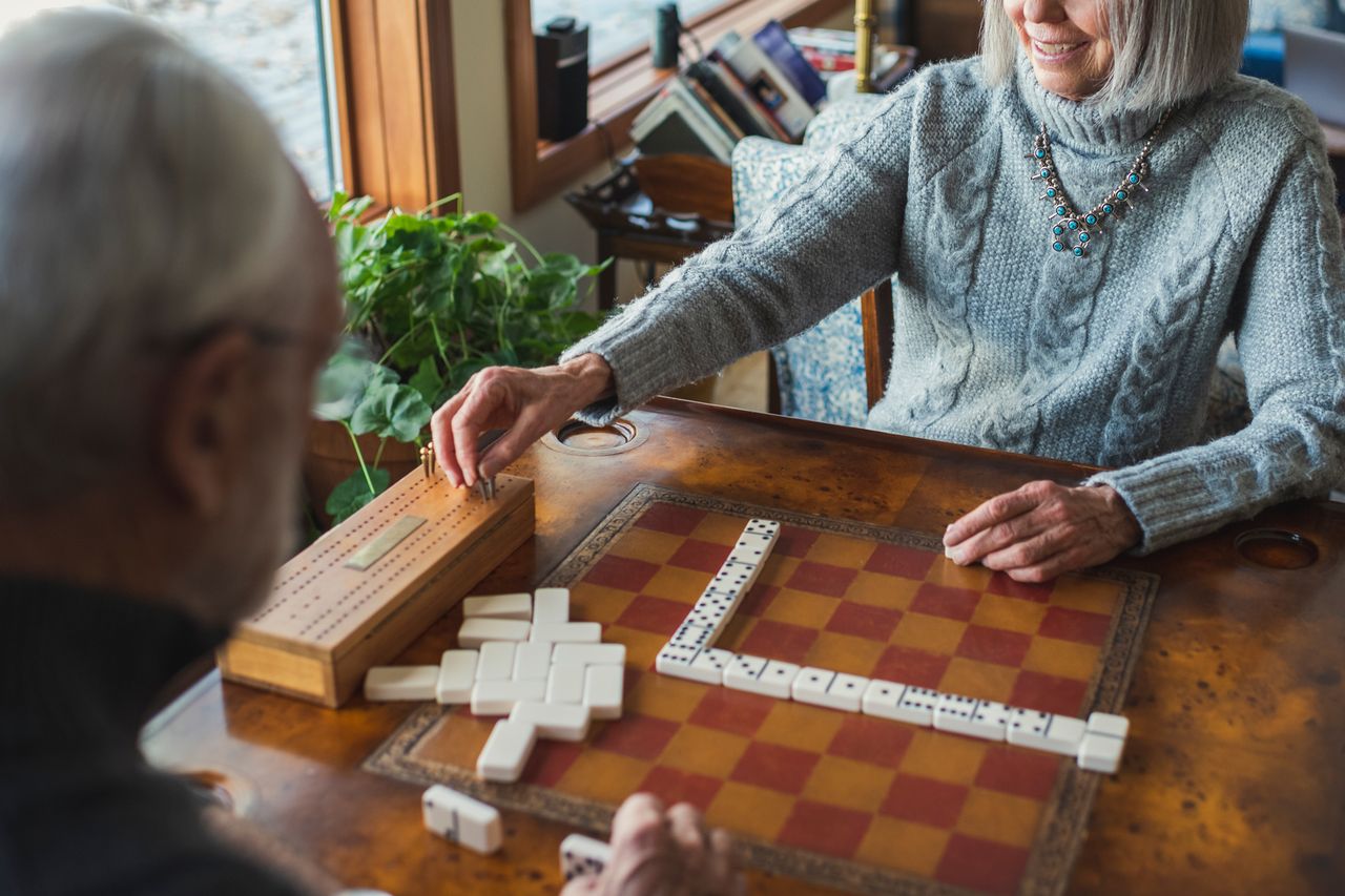 Stock, Elderly Couple Playing Chess