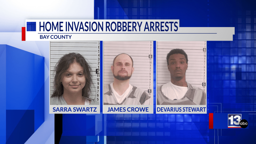 3 arrested after Bay County home invasion robbery ends in traffic crash