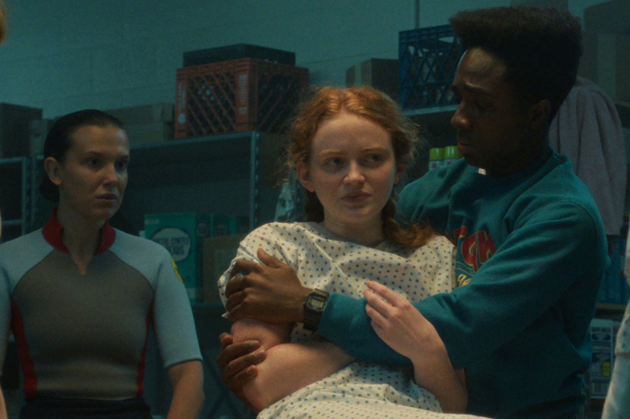 Millie Bobby Brown, Sadie Sink, and Caleb McLaughlin in 'Stranger Things' season 5 Netflix