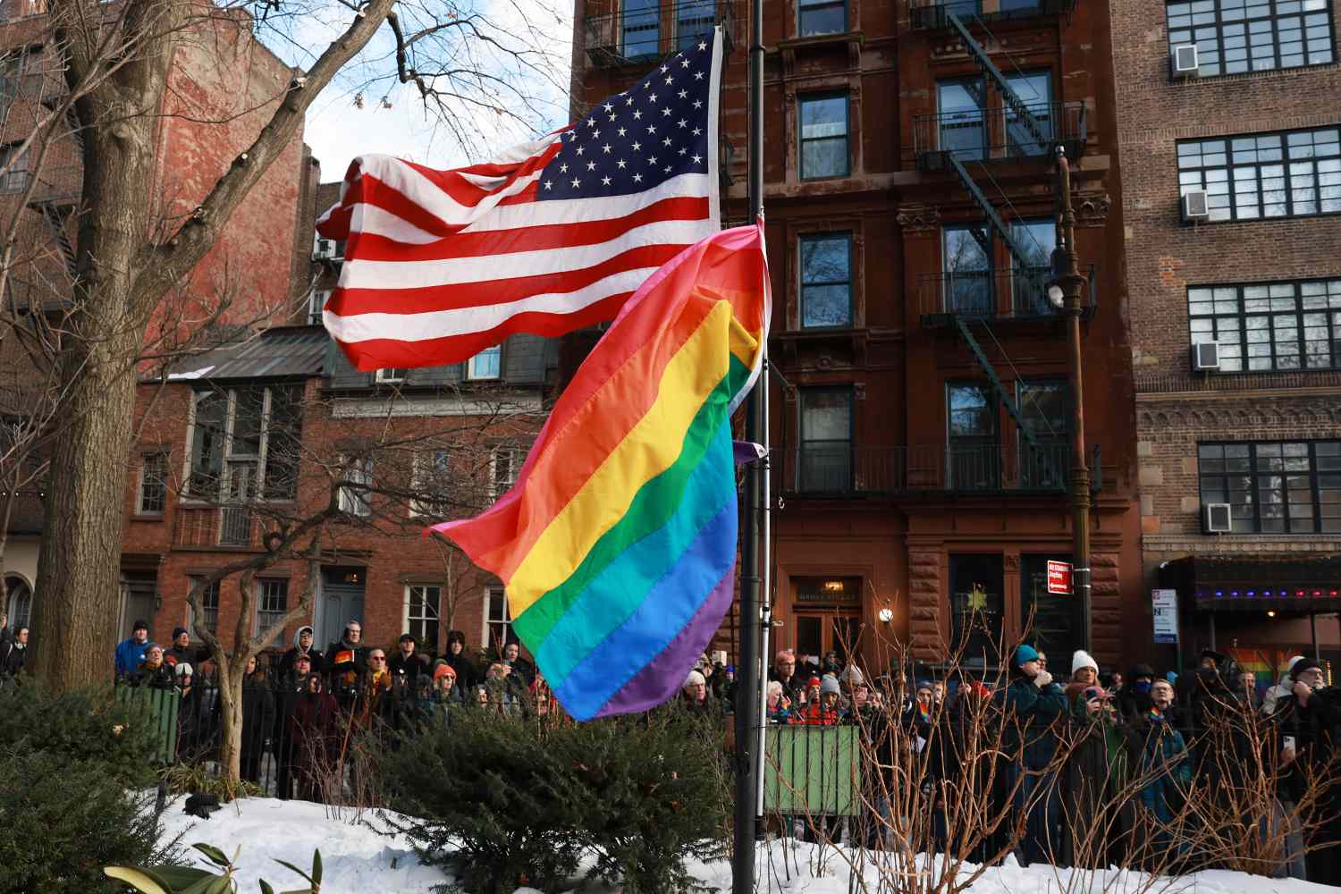 NYC officials raise pride flag outside Stonewall Monument after Trump ...