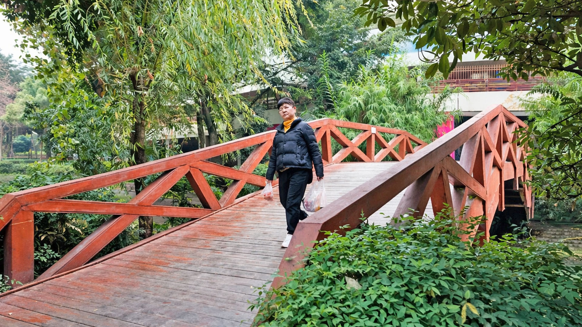 This red bridge is a daily route in China