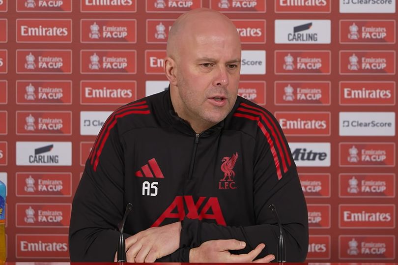 Arne Slot speaks at his Liverpool press conference to preview the FA Cup clash with Brighton & Hove Albion