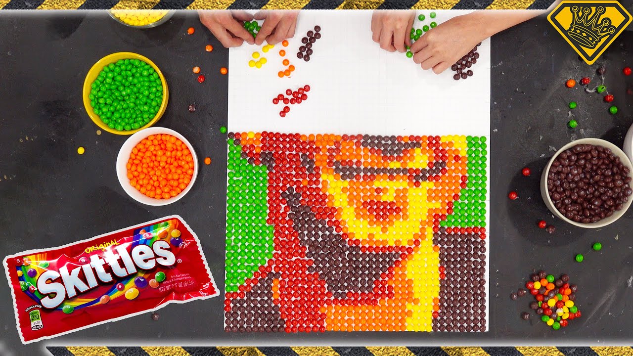 See how Skittles are transformed into incredible pixel art portraits