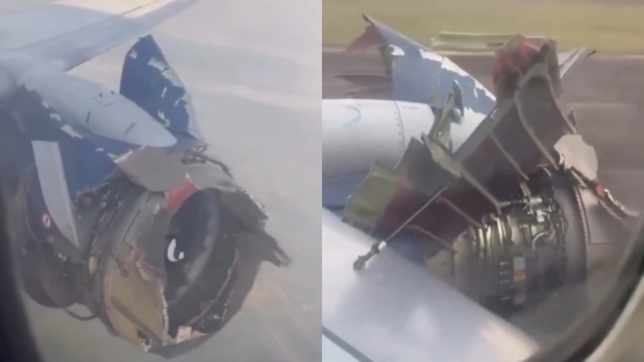Shocking footage captures plane flying with shredded engine after ...