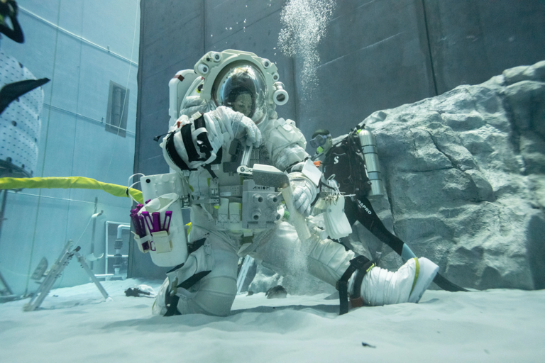 Astronauts practice moonwalking as new spacesuit passes key test