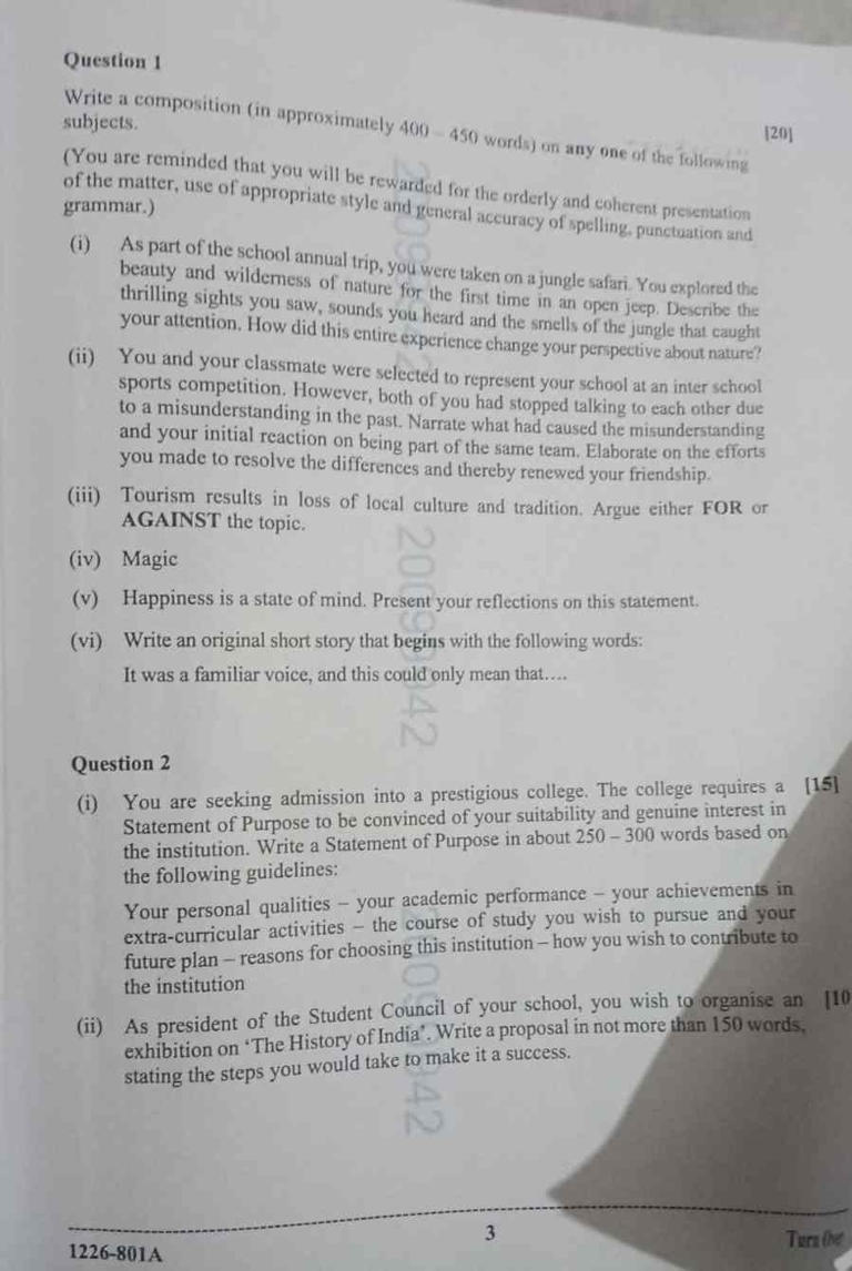 ISC class 12 English language exam 2026: Download question paper and ...