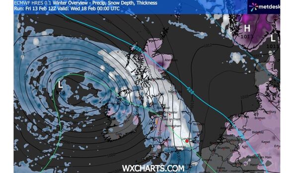 UK snow maps show 95% of Britain to be buried in 30cm blizzards in days