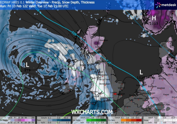 Snow forecast maps show huge 600-mile blizzard burying 39 UK cities ...