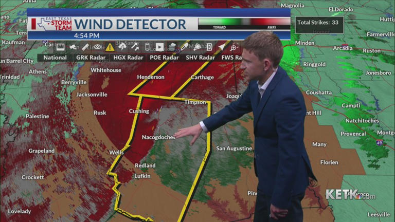Tornado warning issued for parts of East Texas on Valentine’s Day
