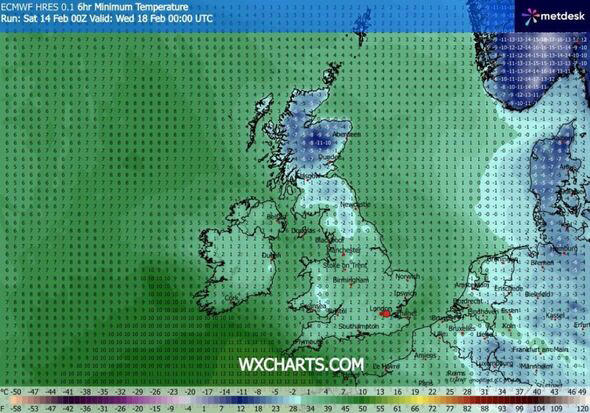 UK snow maps turn icy blue as -11C blizzards hit 20 regions