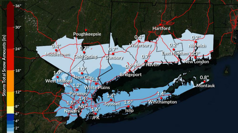 Up to 3 inches of snow possible Sunday night in New York City, Long ...