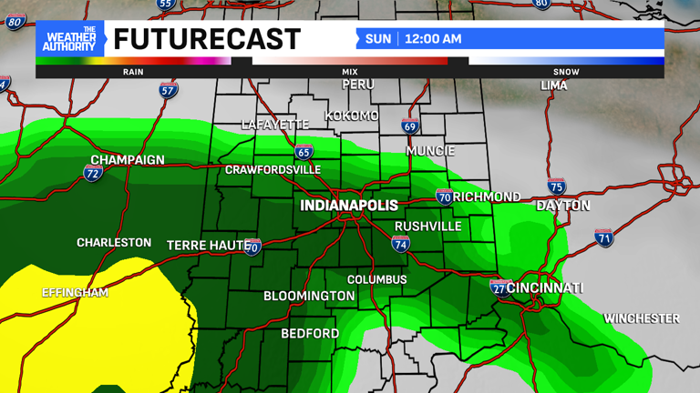 Rain showers and warmth return to central Indiana
