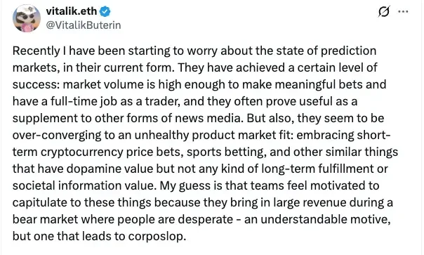 Vitalik Buterin wants prediction markets to replace fiat, not fuel gambling