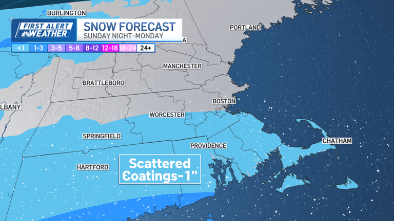 Will Boston see any snow Monday? Here's latest snow map