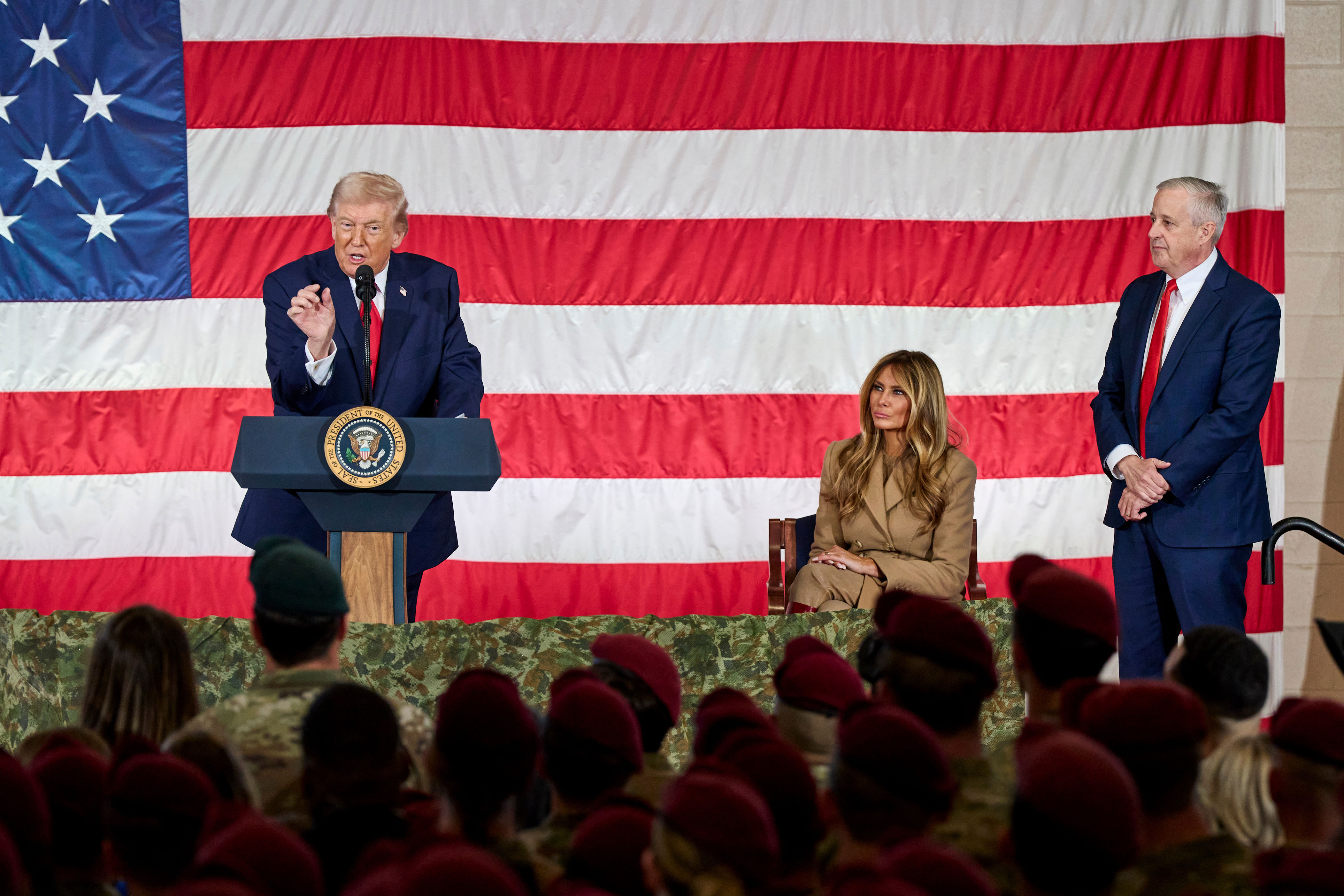 Trump is giving campaign-style speeches to troops