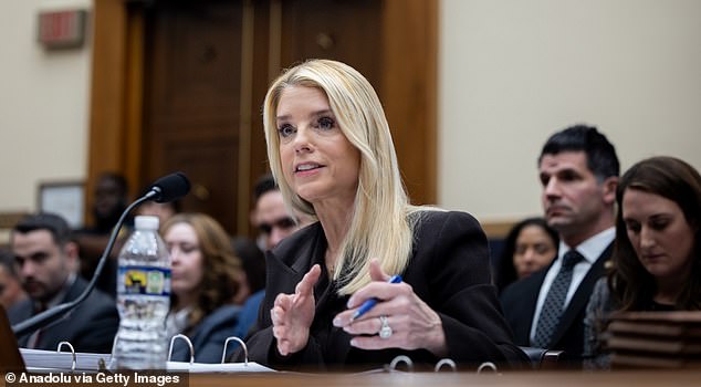 The Trump administration, and its AG Pam Bondi (pictured), has been drip-releasing millions of emails, photos and documents relating to the case against disgraced financier Jeffrey Epstein