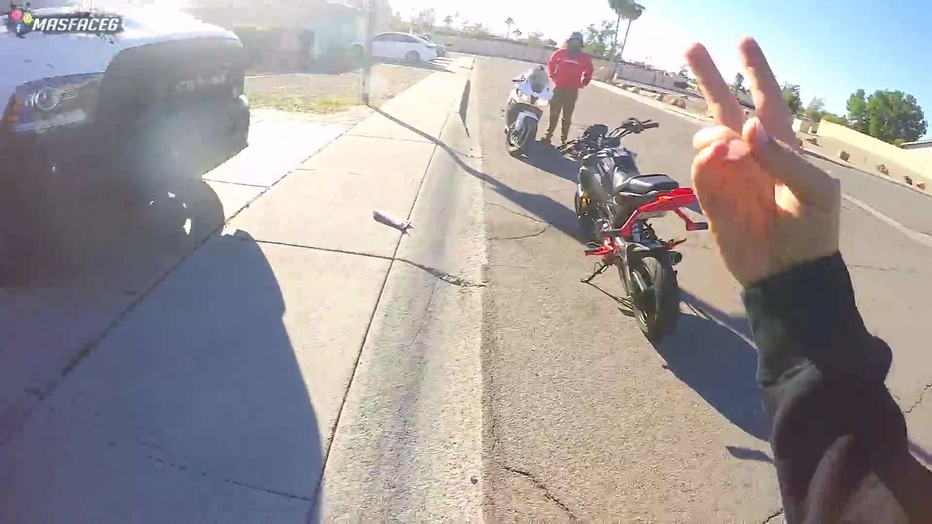 Attempting to order fast food while riding motorcycles through drive ...
