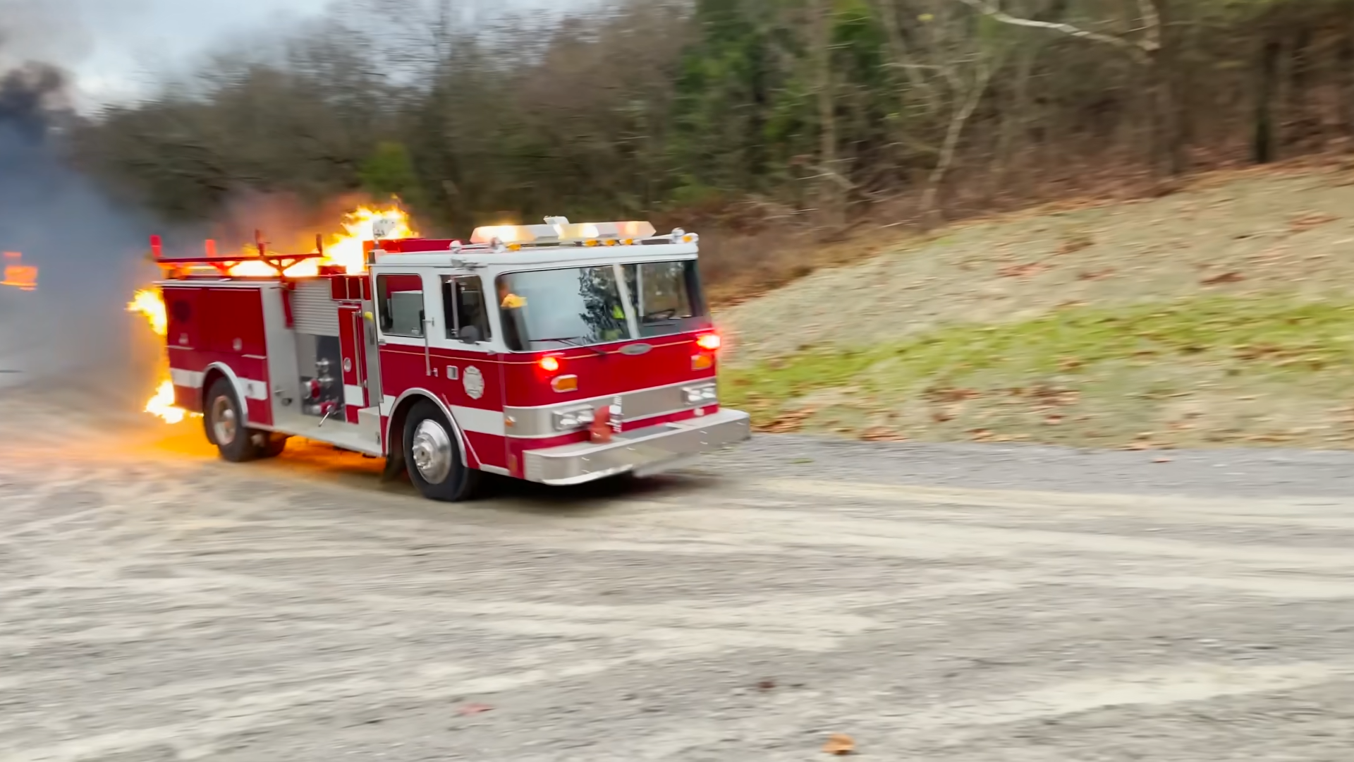 What an irony... firetruck caught fire