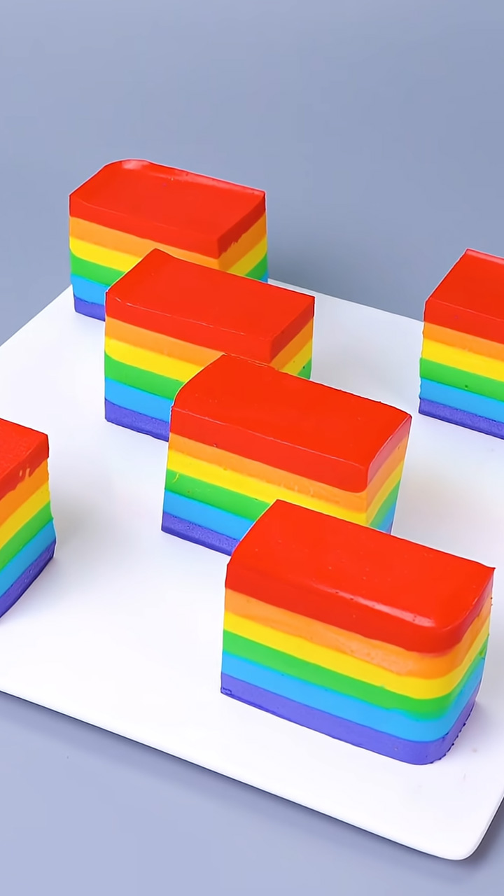 How to make colorful rainbow layered jelly