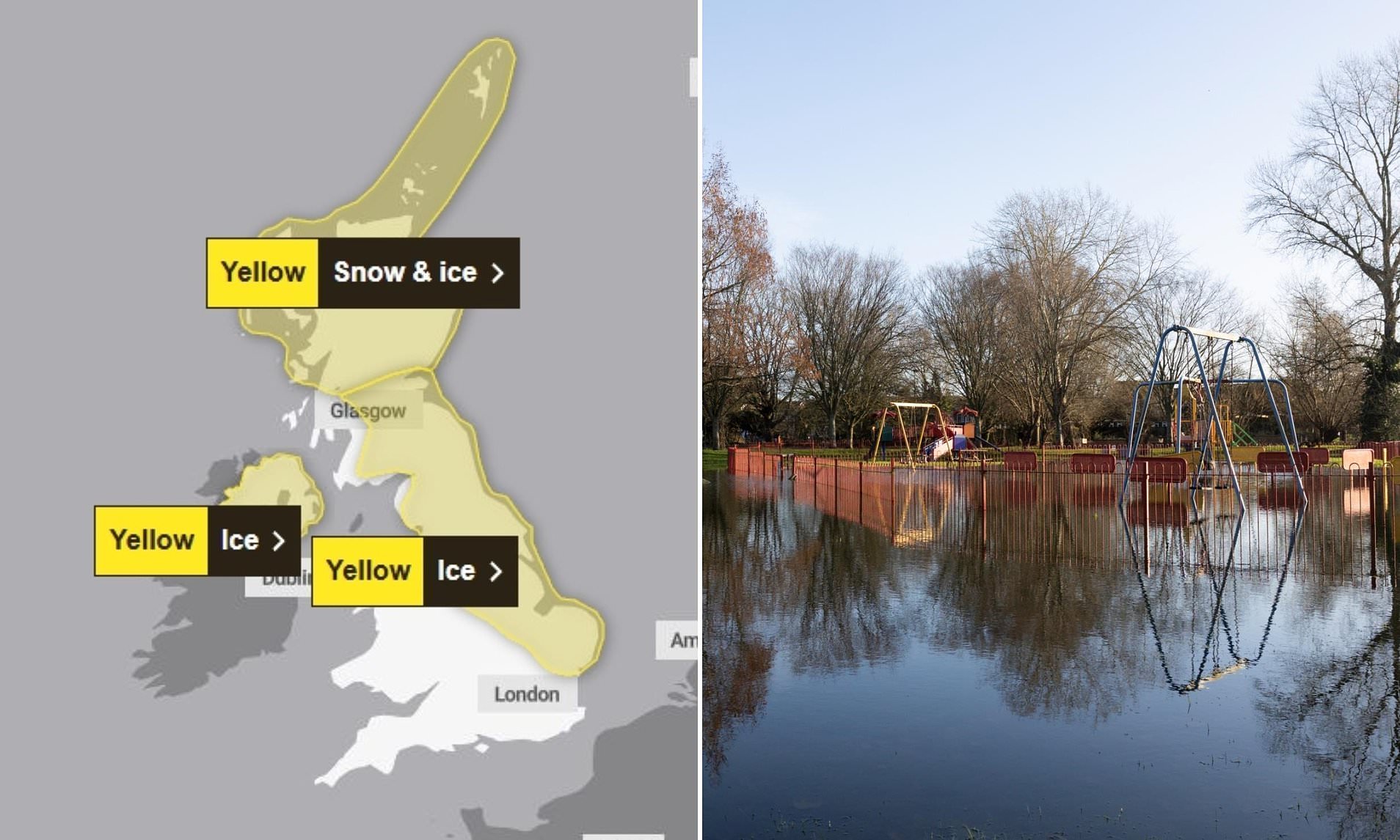 Fresh snow and ice warnings and major flooding throws half term into ...
