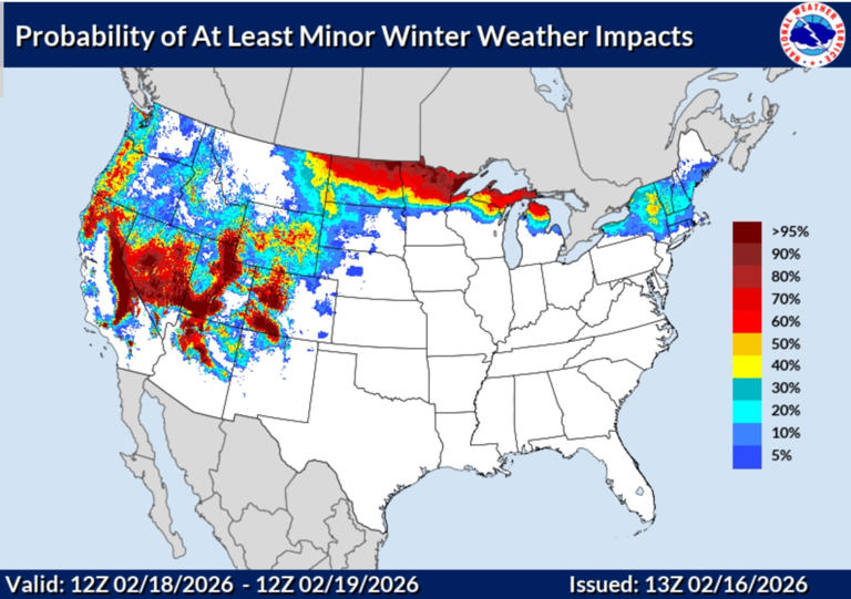 Maps show 15 states bracing for winter storms, up to 8 feet of snow