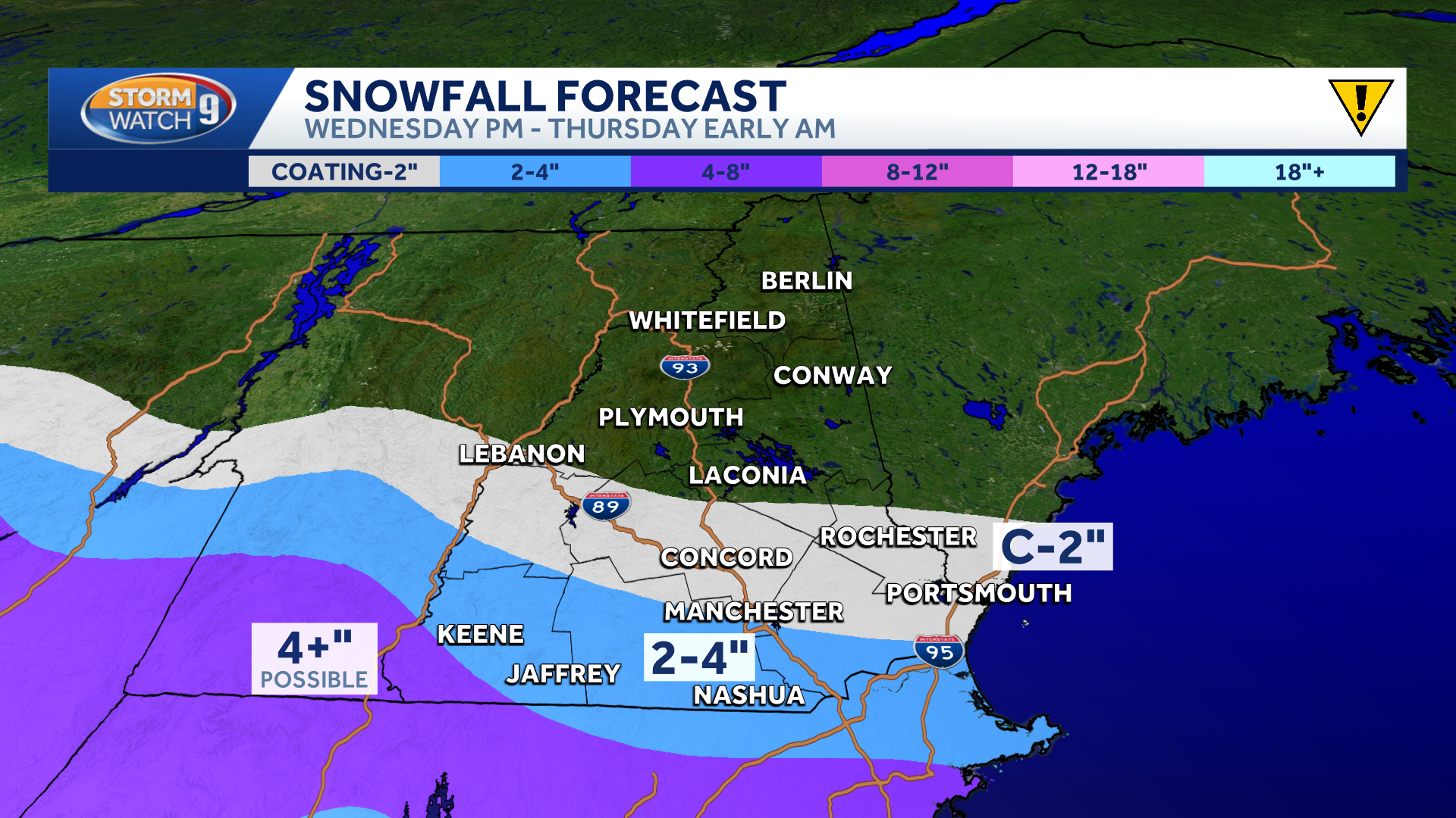 Nearby system could bring snow for some on Wednesday in NH