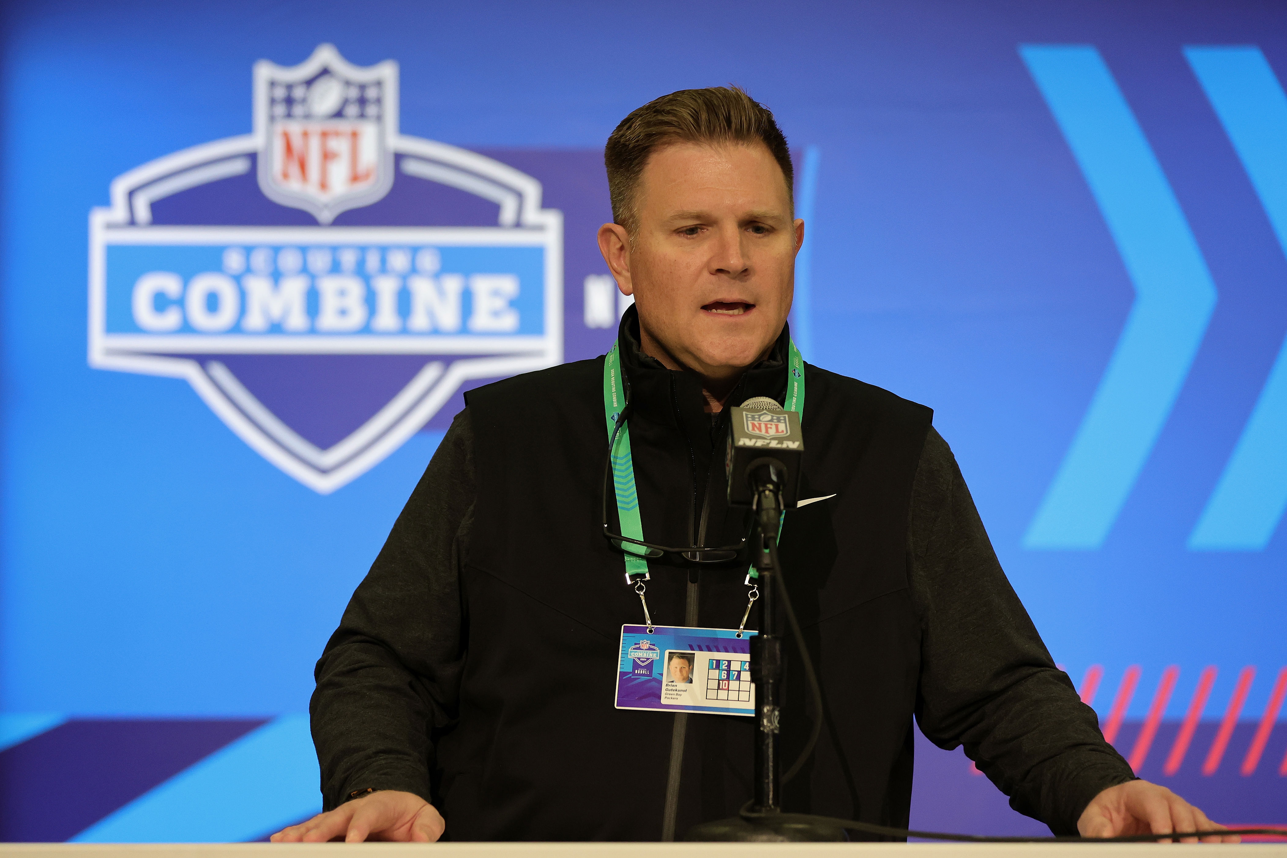 Packers GM Brian Gutekunst will be speaking at the combine on Tuesday<br><br>