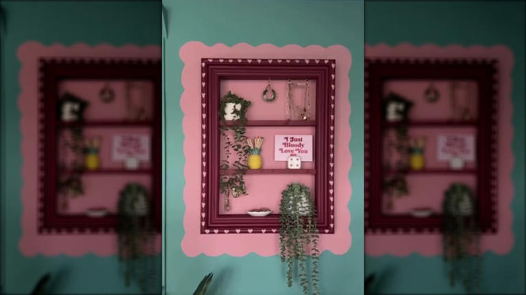 Upcycle an old frame into the cutest DIY wall decor storage shelf