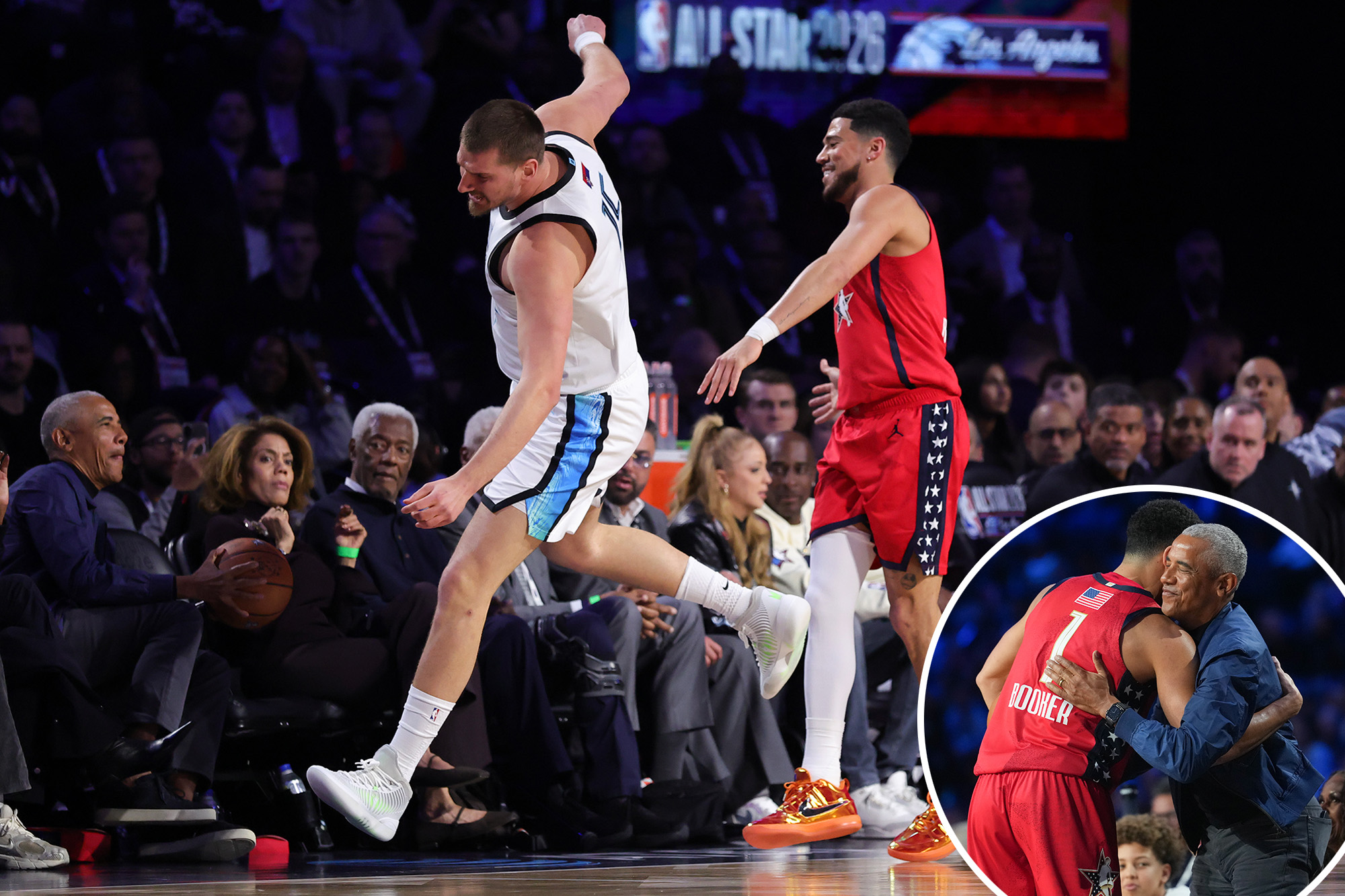 NBA All-Star helps save Barack Obama from gnarly Nikola Jokic collision