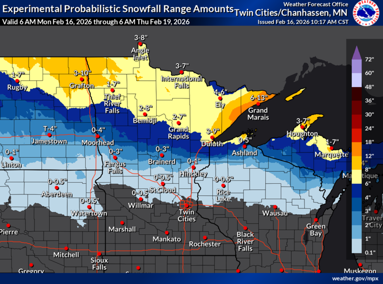 Winter storm watch: Up to 15 inches of snow in northern MN; Friday ...