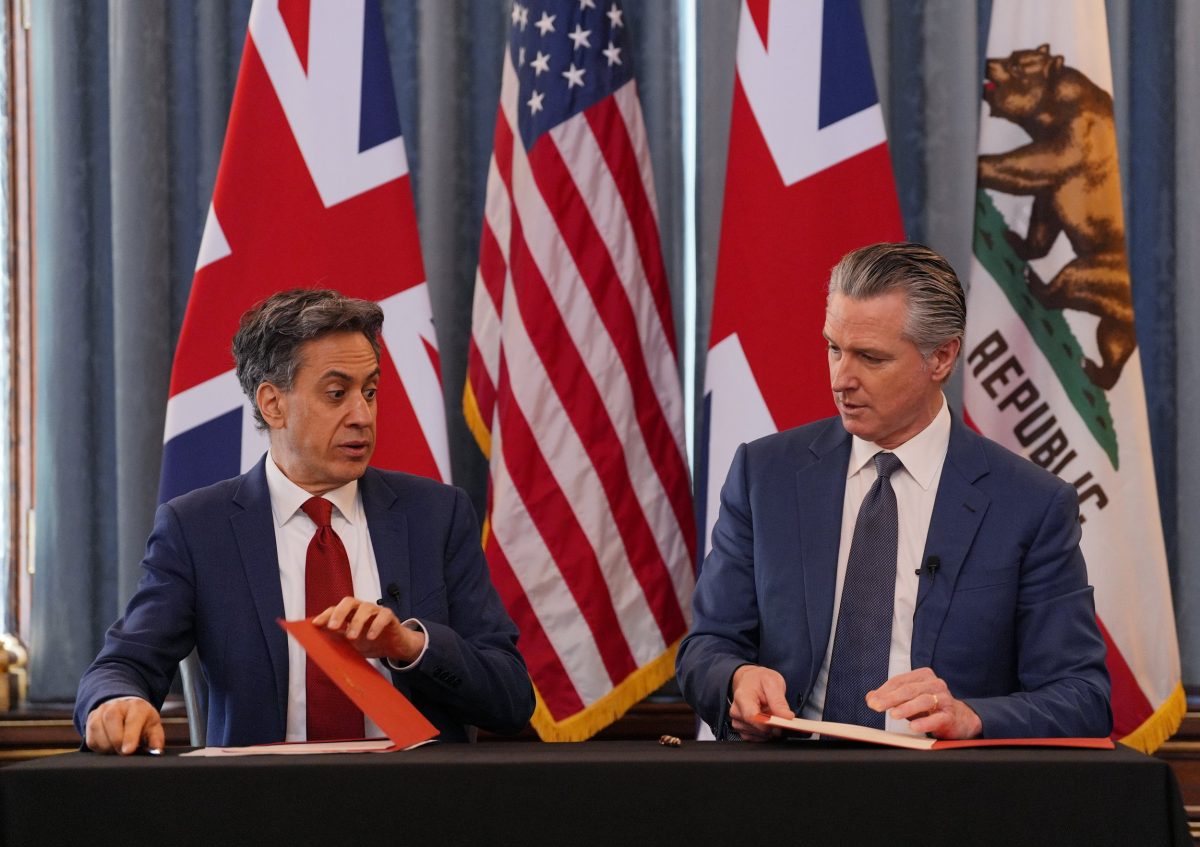 Trump hits out at clean energy deal between Miliband and Gavin Newsom