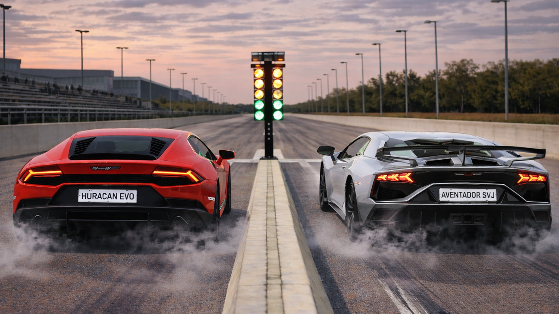 770 HP Lamborghini Aventador SVJ vs Lamborghini Huracan drag race
