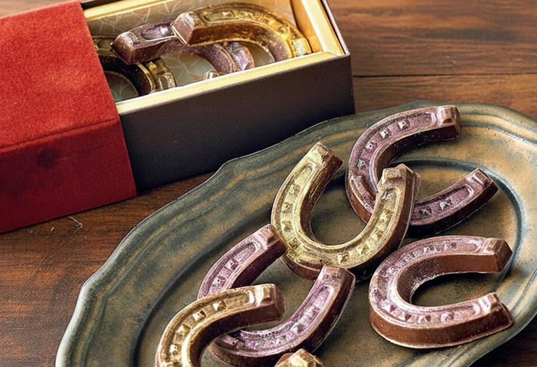 幸運を呼ぶ蹄鉄モチーフのチョコレート、金色に輝く「蹄鉄ショコラ」